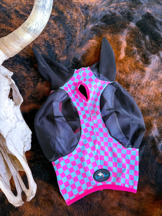 Checks Out Fly (Pink & Turqouise) Mask