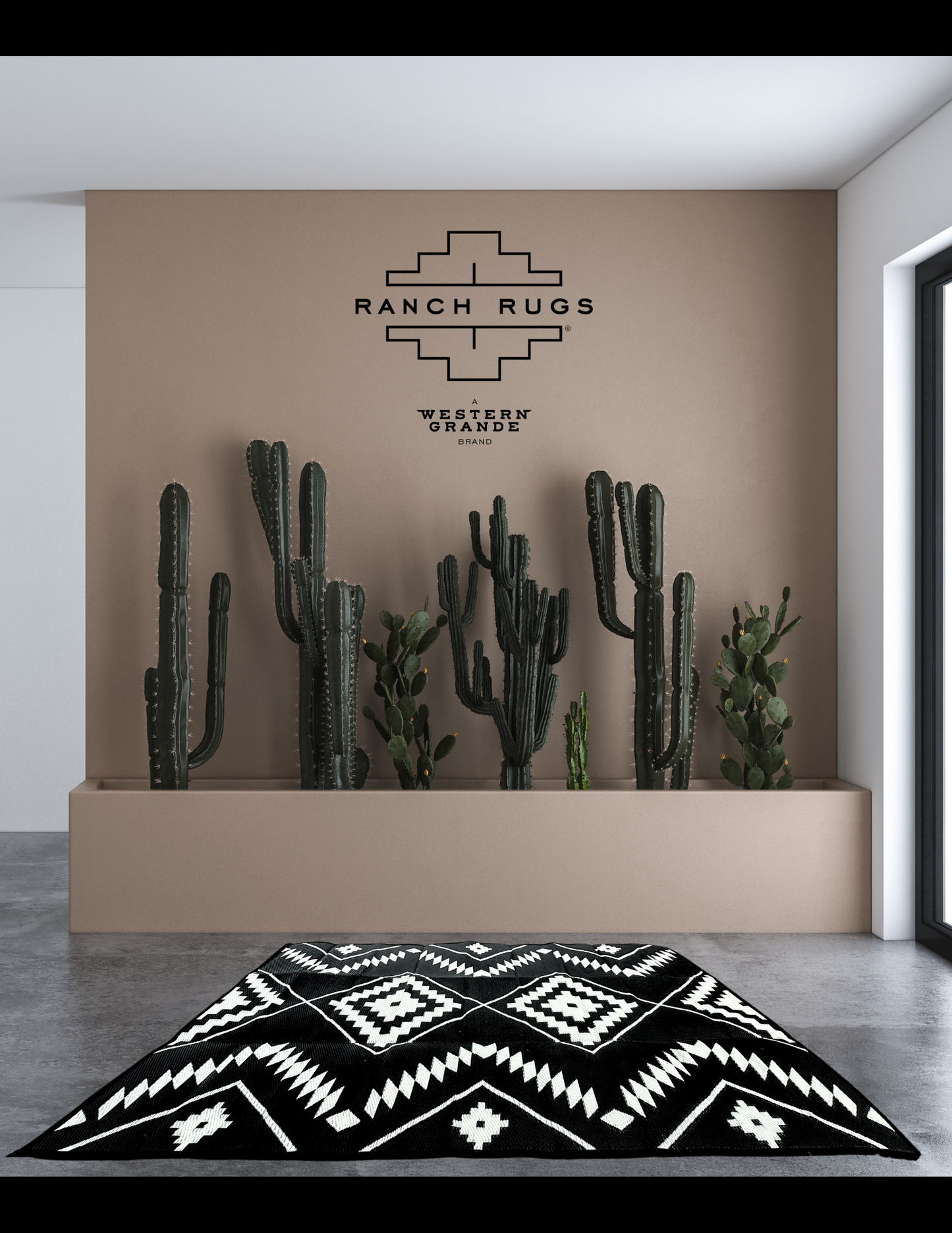 Black + Ivory - 6ft x 9ft - RANCH RUGS  -THE DAVIS -