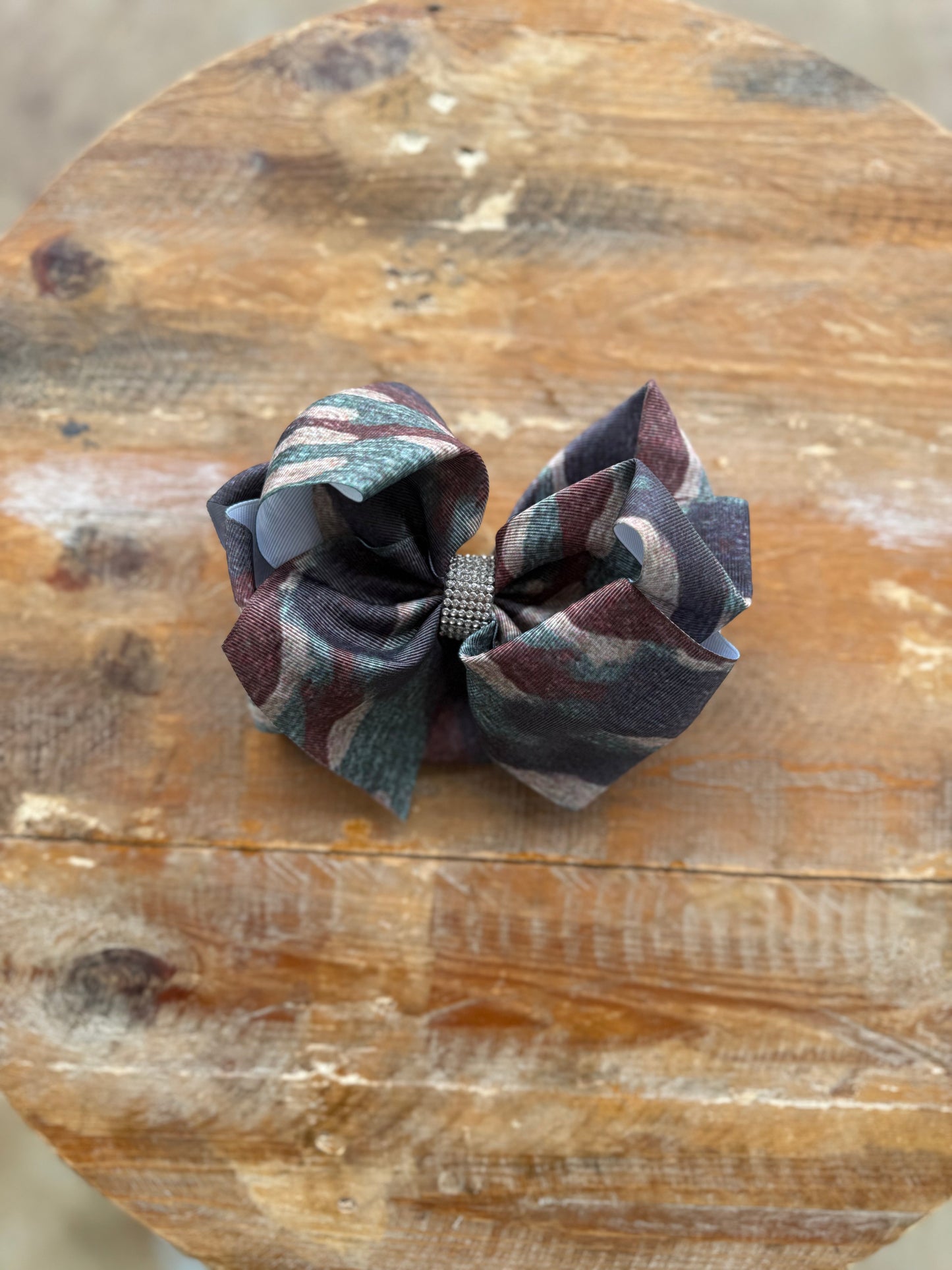 Printed 7.5 inch bedazzled hair bows