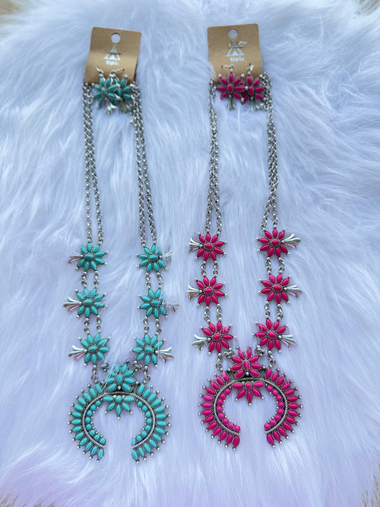 Squash blossom necklace and earring set