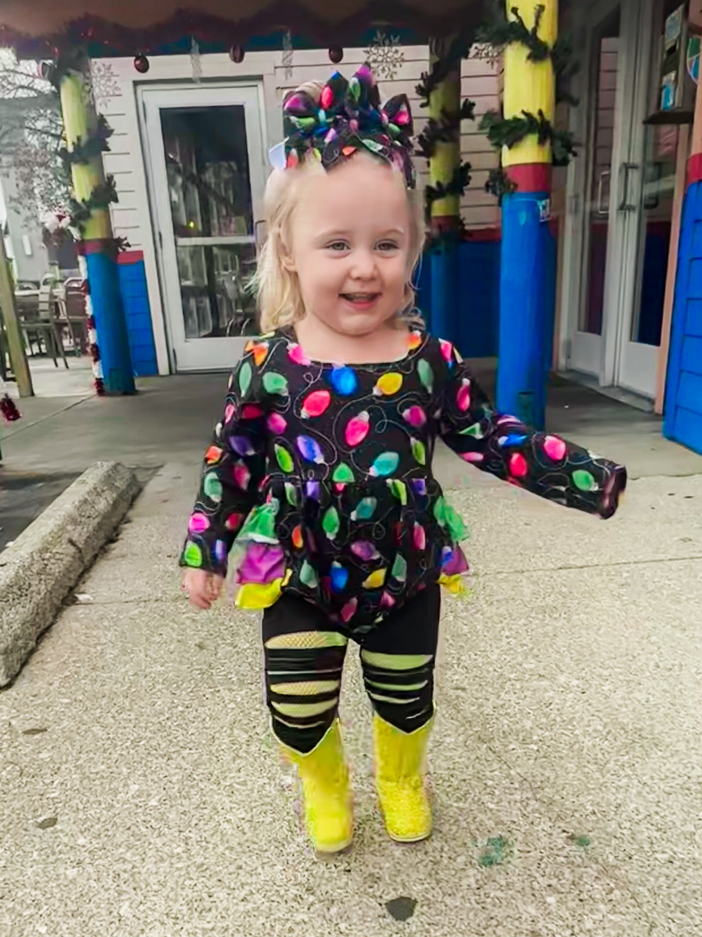 Christmas Lights Ruffle Romper