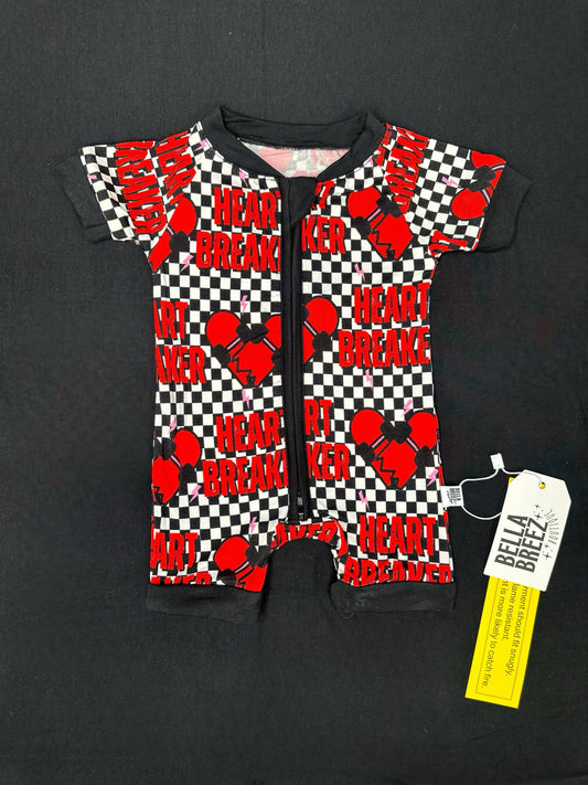 Checkered Heart Breaker Bamboo Shortie Romper (FINAL SALE)