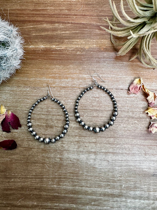 Sterling Silver Pearls Hoops