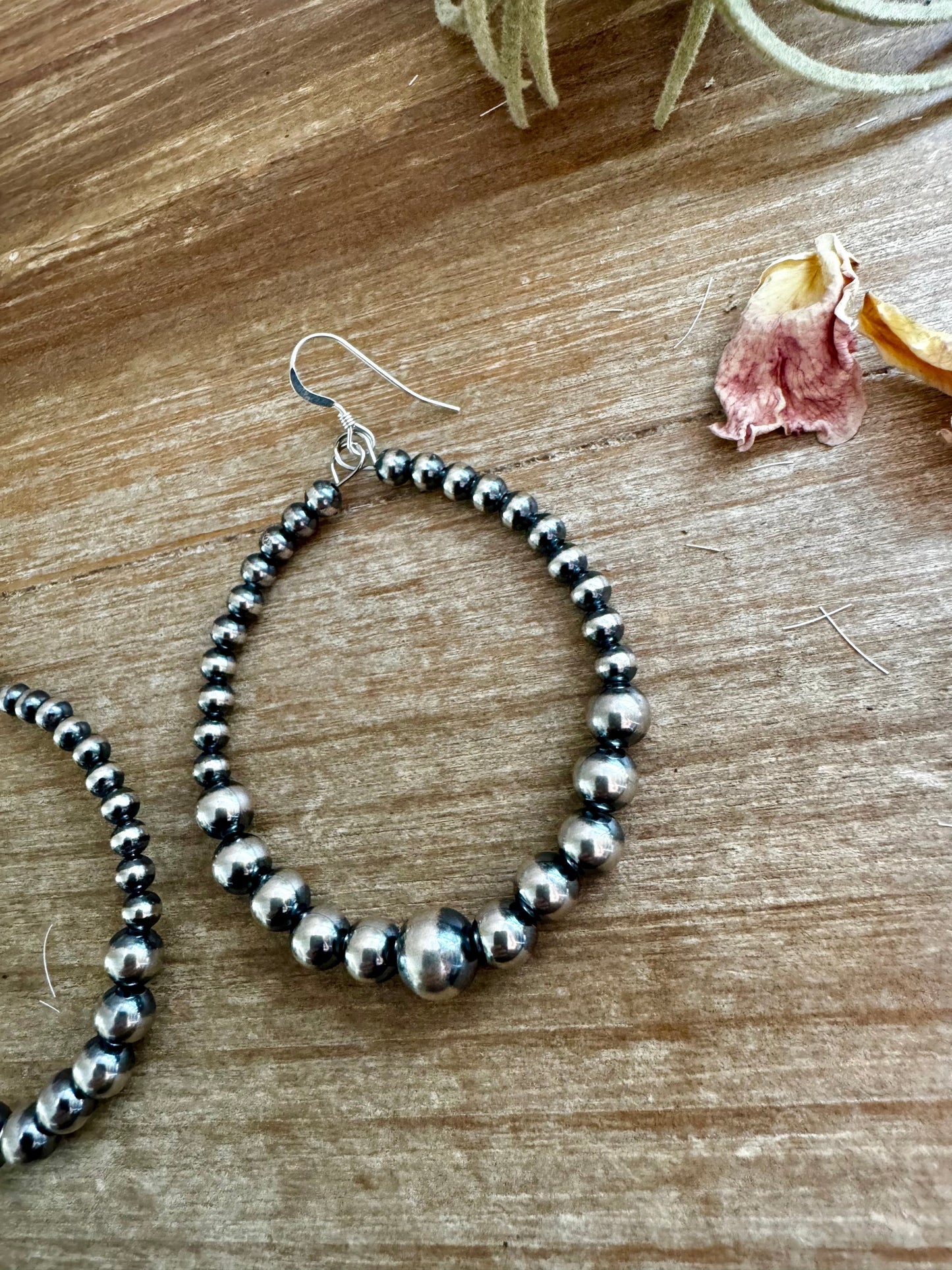 Sterling Silver Pearls Hoops