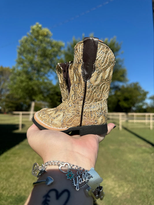 Shimmer Beige Tanner Mark Boots (FINAL SALE)