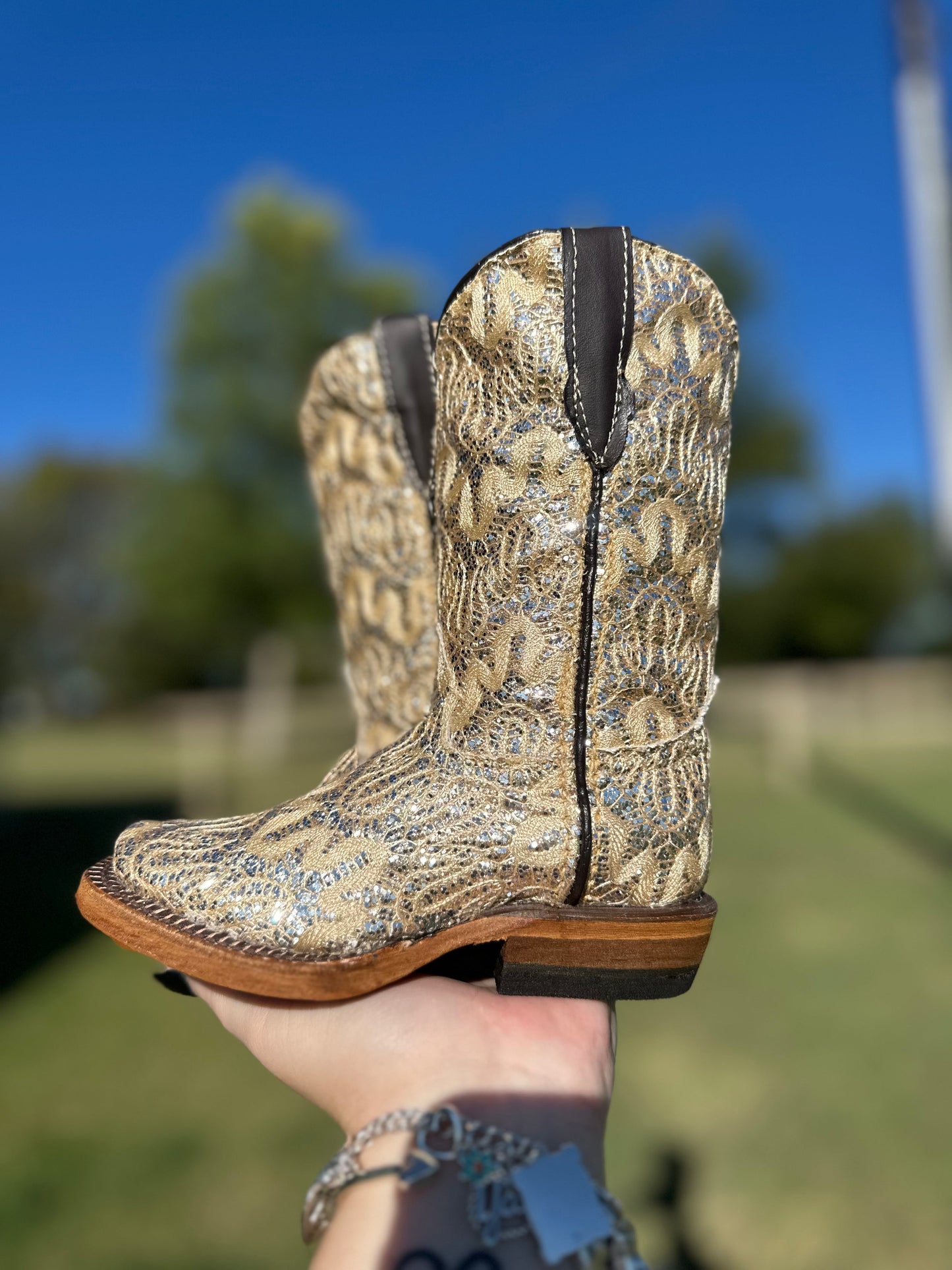 Shimmer Beige Tanner Mark Boots (FINAL SALE)