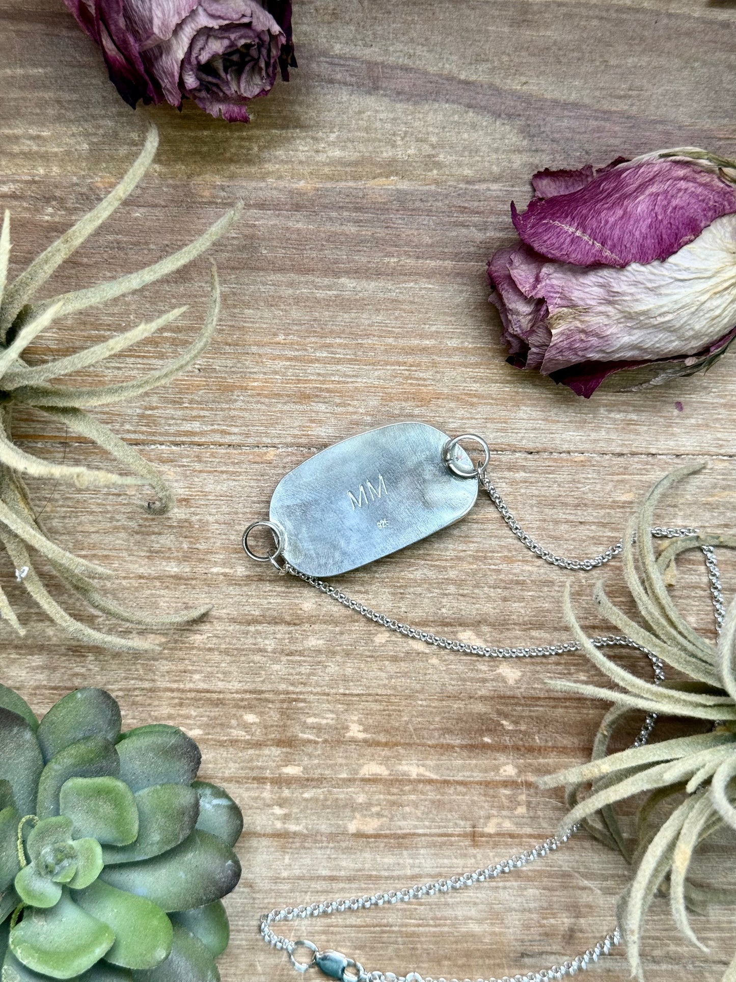 Sterling Silver Chain Necklace with Freeform Turquoise Pendant – 16”