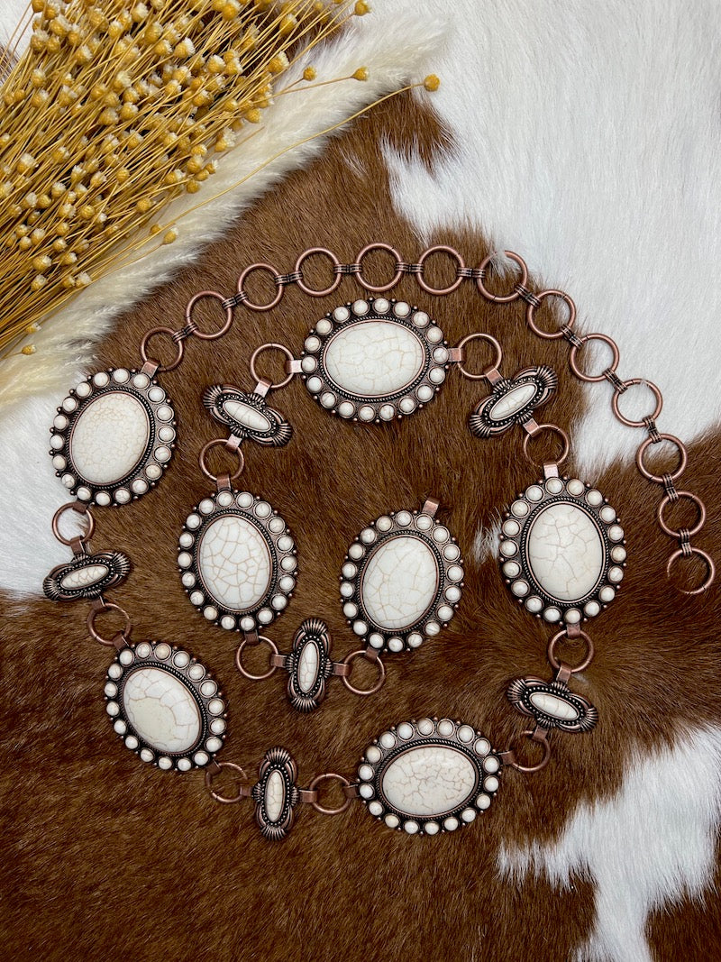 Mercedes Lg/XL White Concho Belt