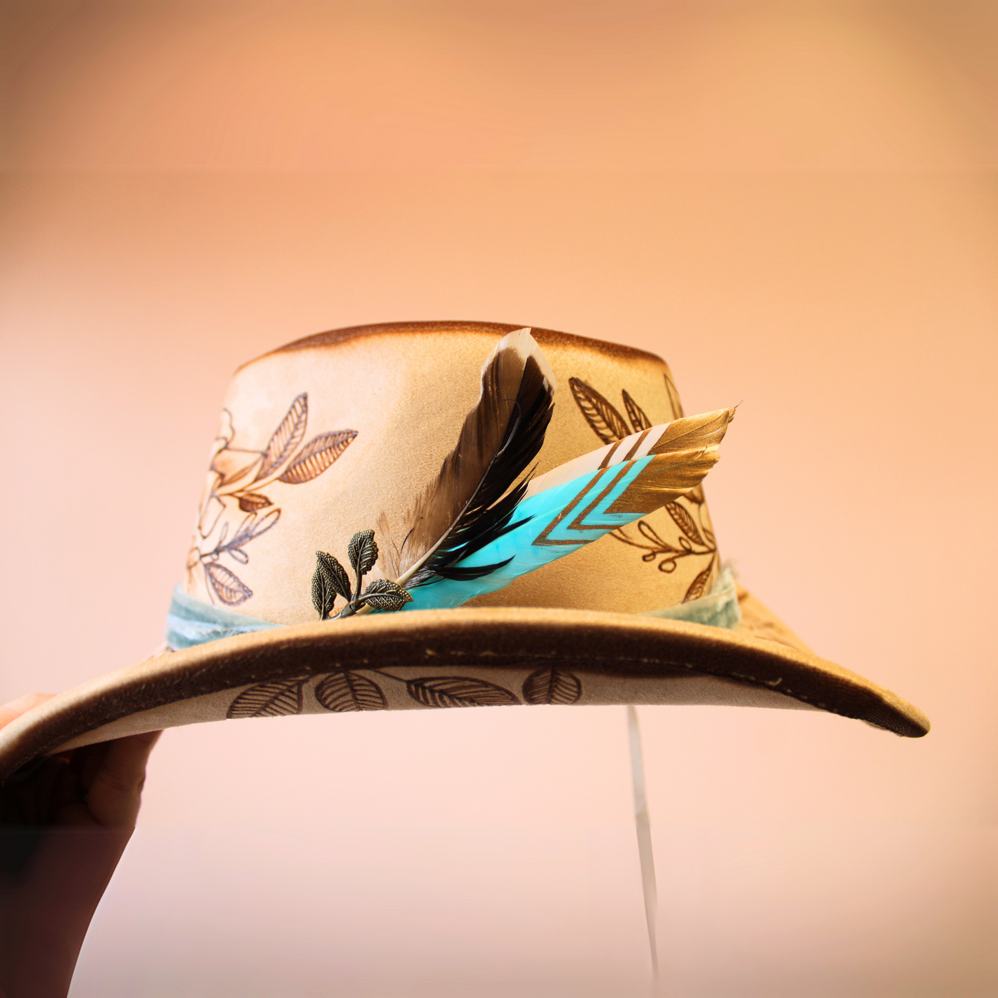 Handmade Teal & White Duck Feather Pick