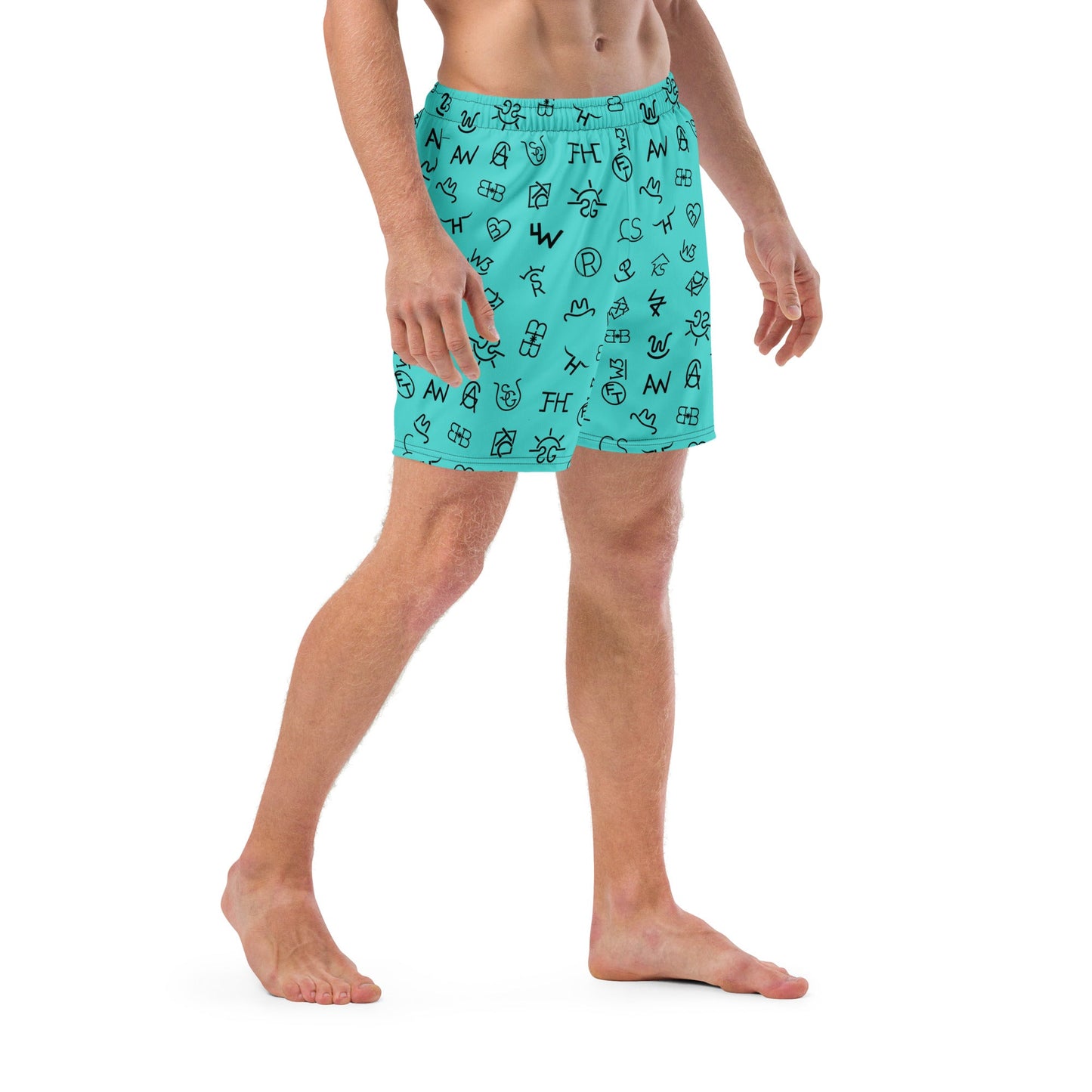 Turquoise Cattle Brands Men's Swim Trunks