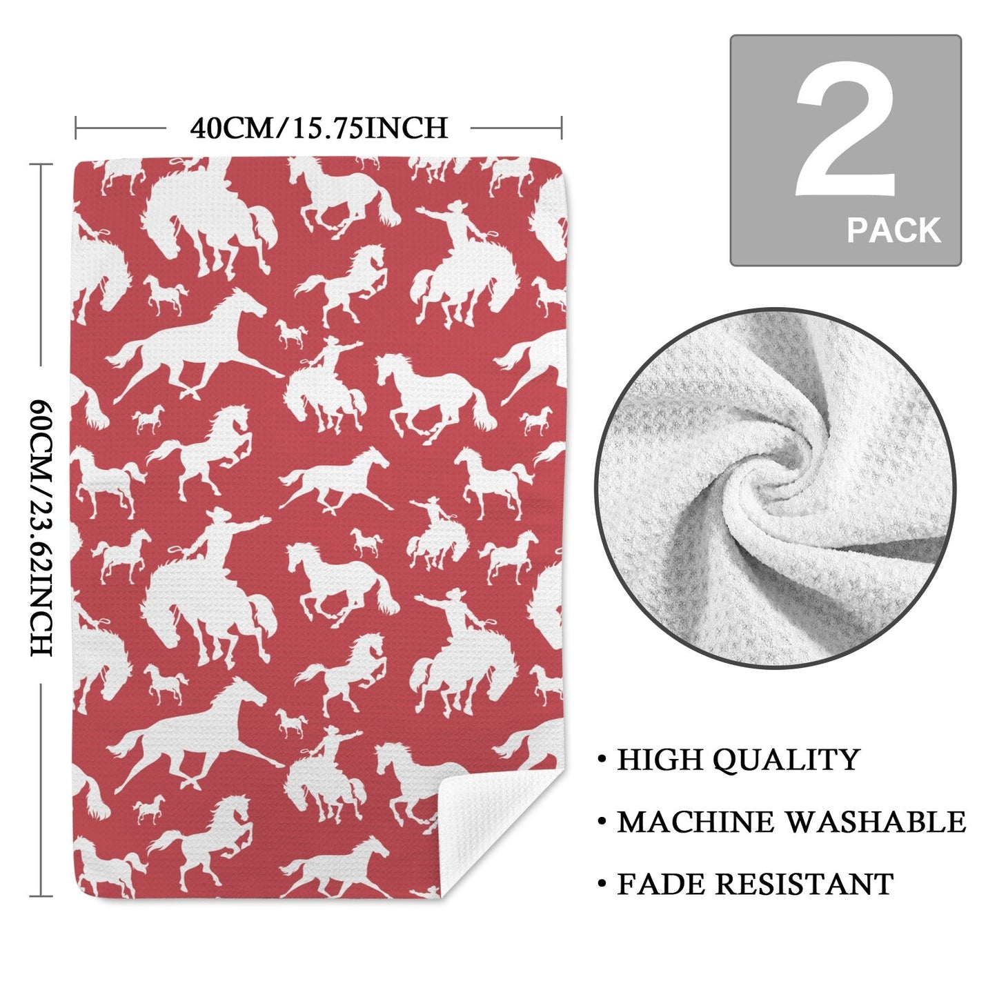 Red Rodeo Cowboy Set of 2 Dish Towels