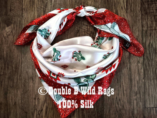 Cactus with Red Bandana Border Wild Rag
