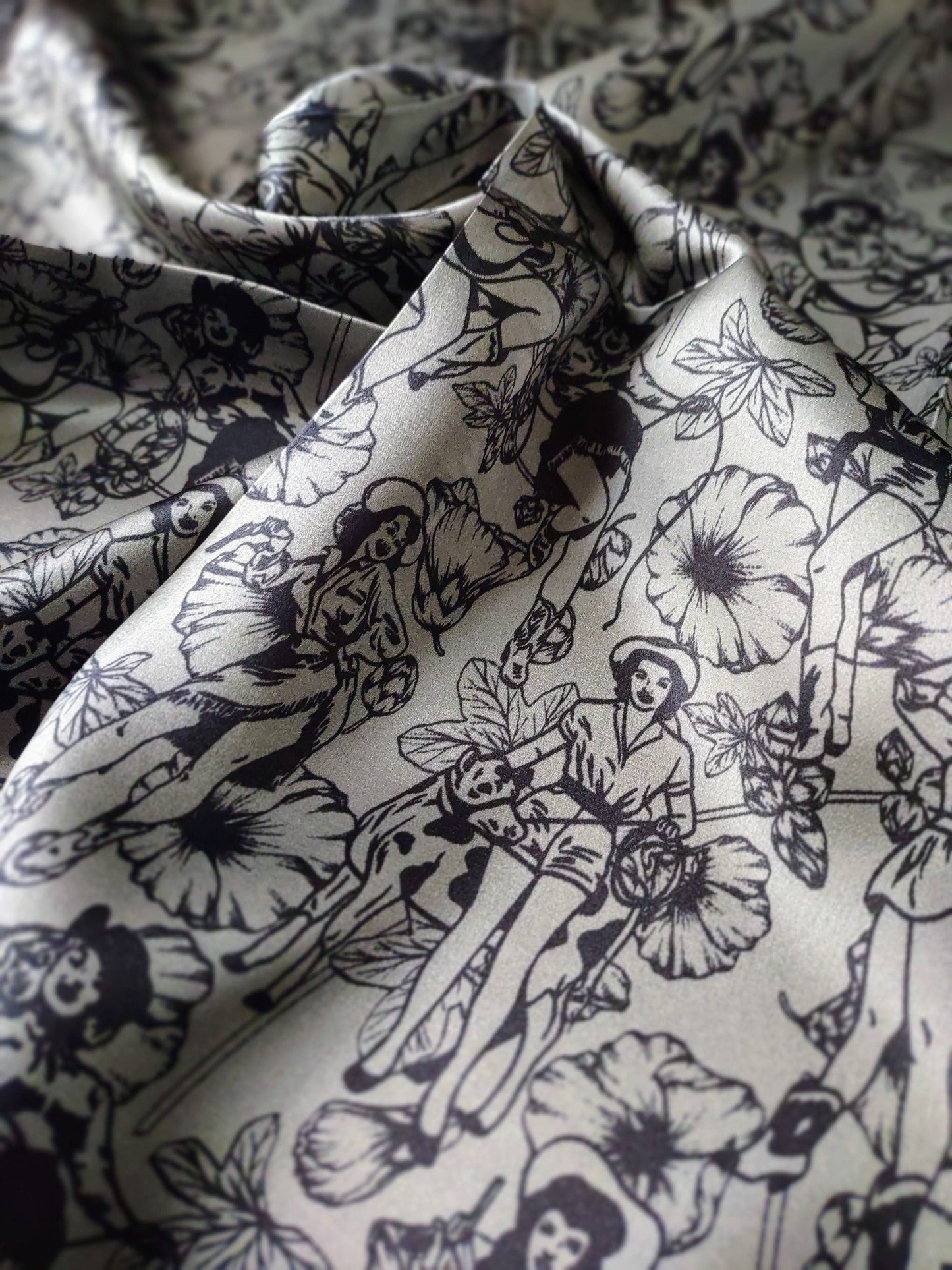Pin Up Cowgirls and Hollyhock Flowers Wild Rag