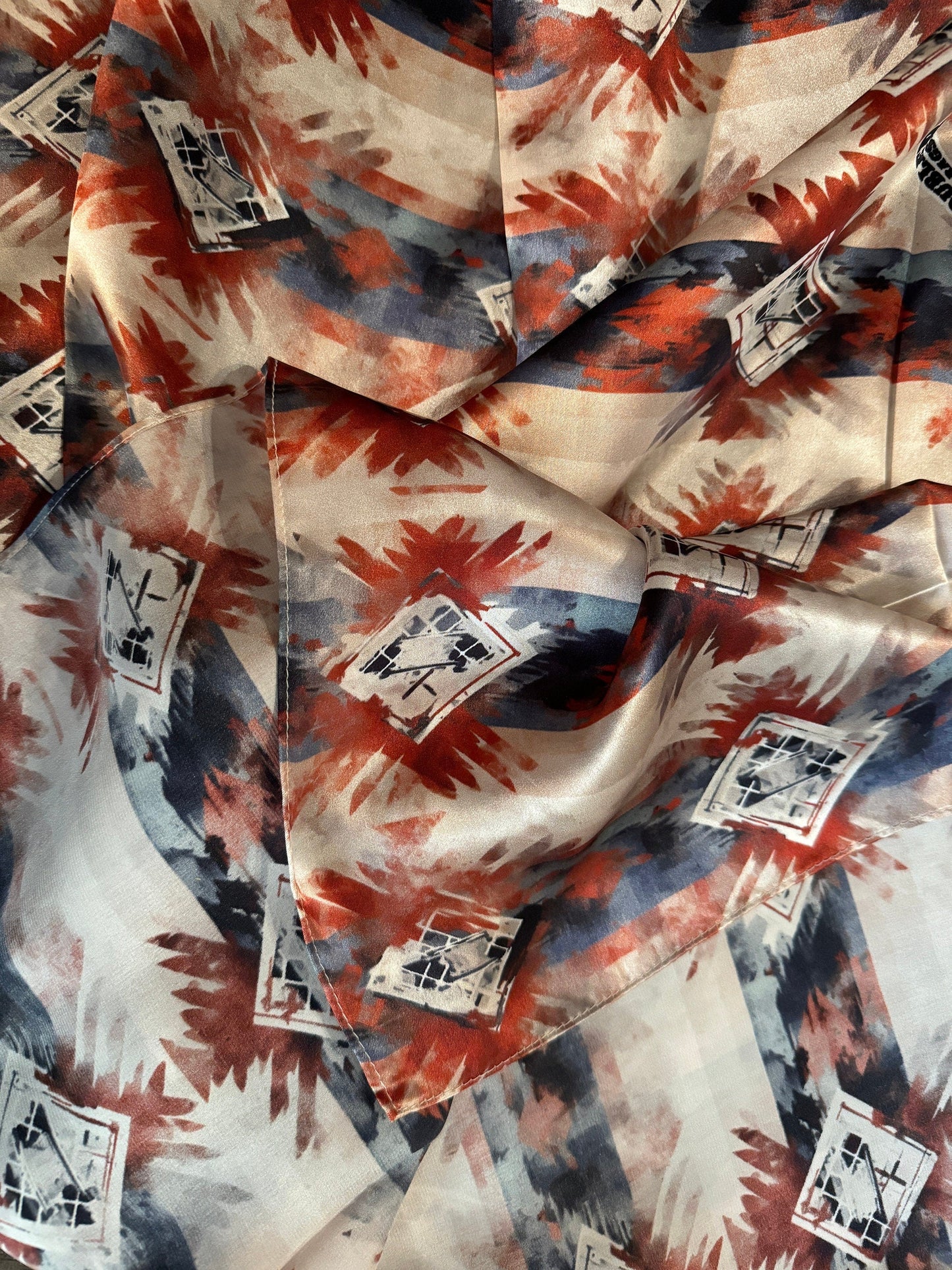 Navy Blue, Copper, & Ivory Wild Rag