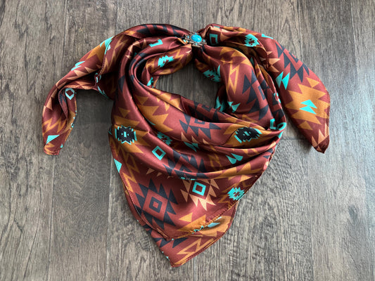 Chestnut and Turquoise Aztec Wild Rags