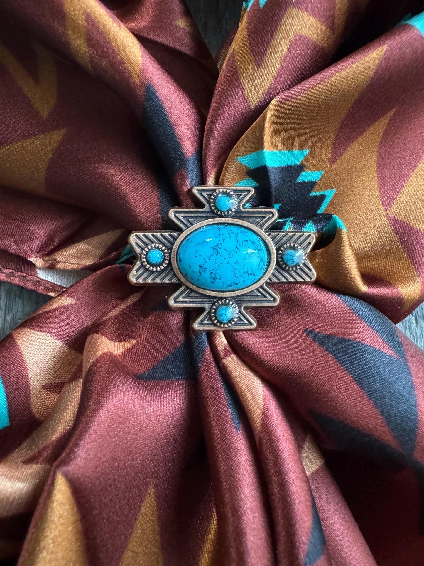 Chestnut and Turquoise Aztec Wild Rags