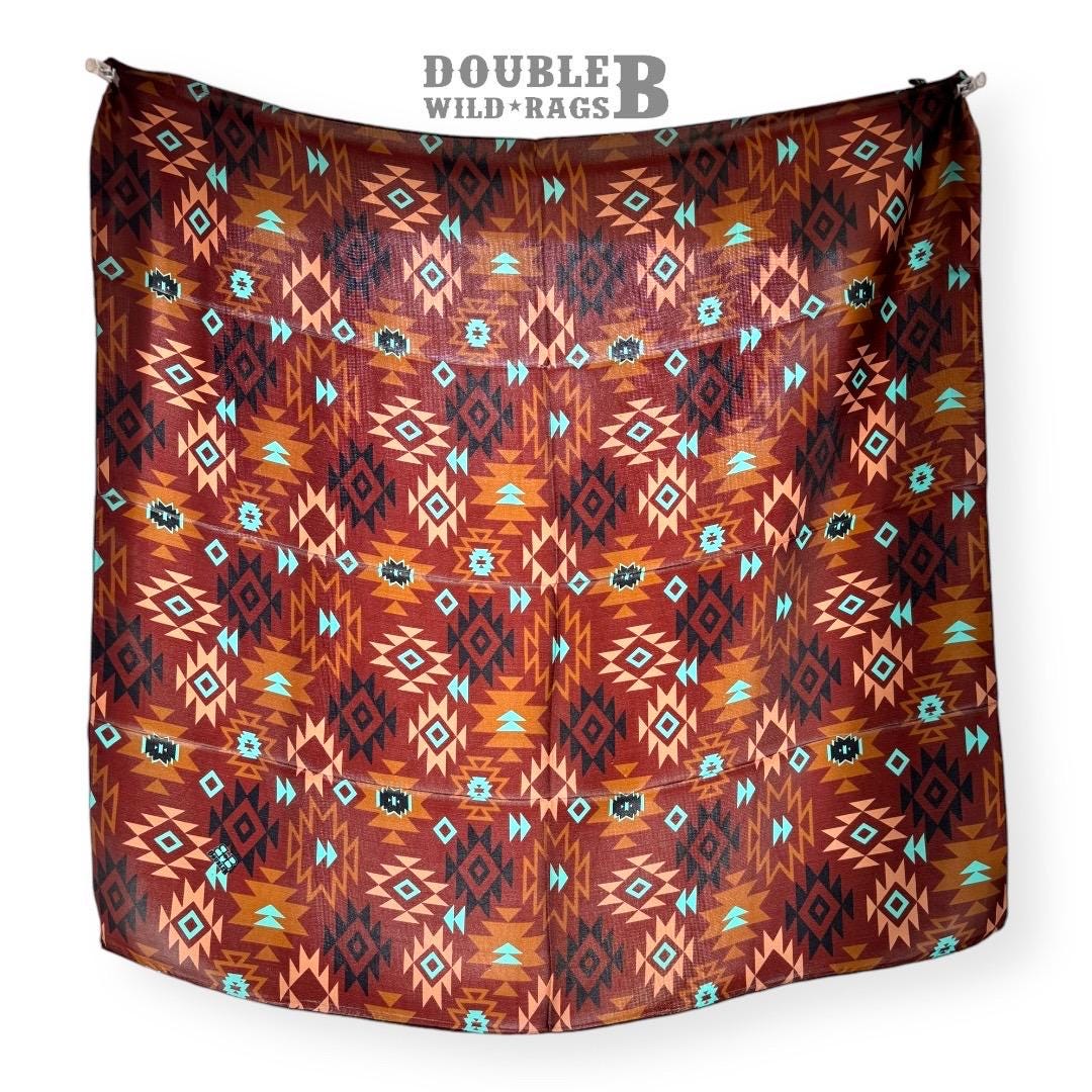 Chestnut and Turquoise Aztec Wild Rags