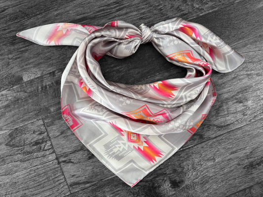 Silver and Hot Pink Navajo Style Wild Rag