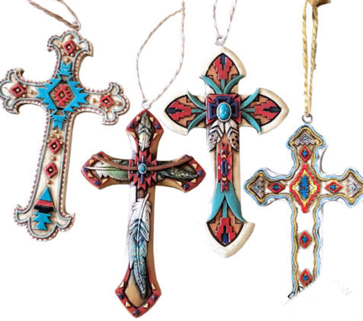 Western Aztec Cross Ornament Set