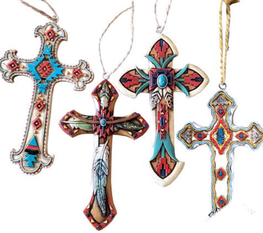 Western Aztec Cross Ornament Set