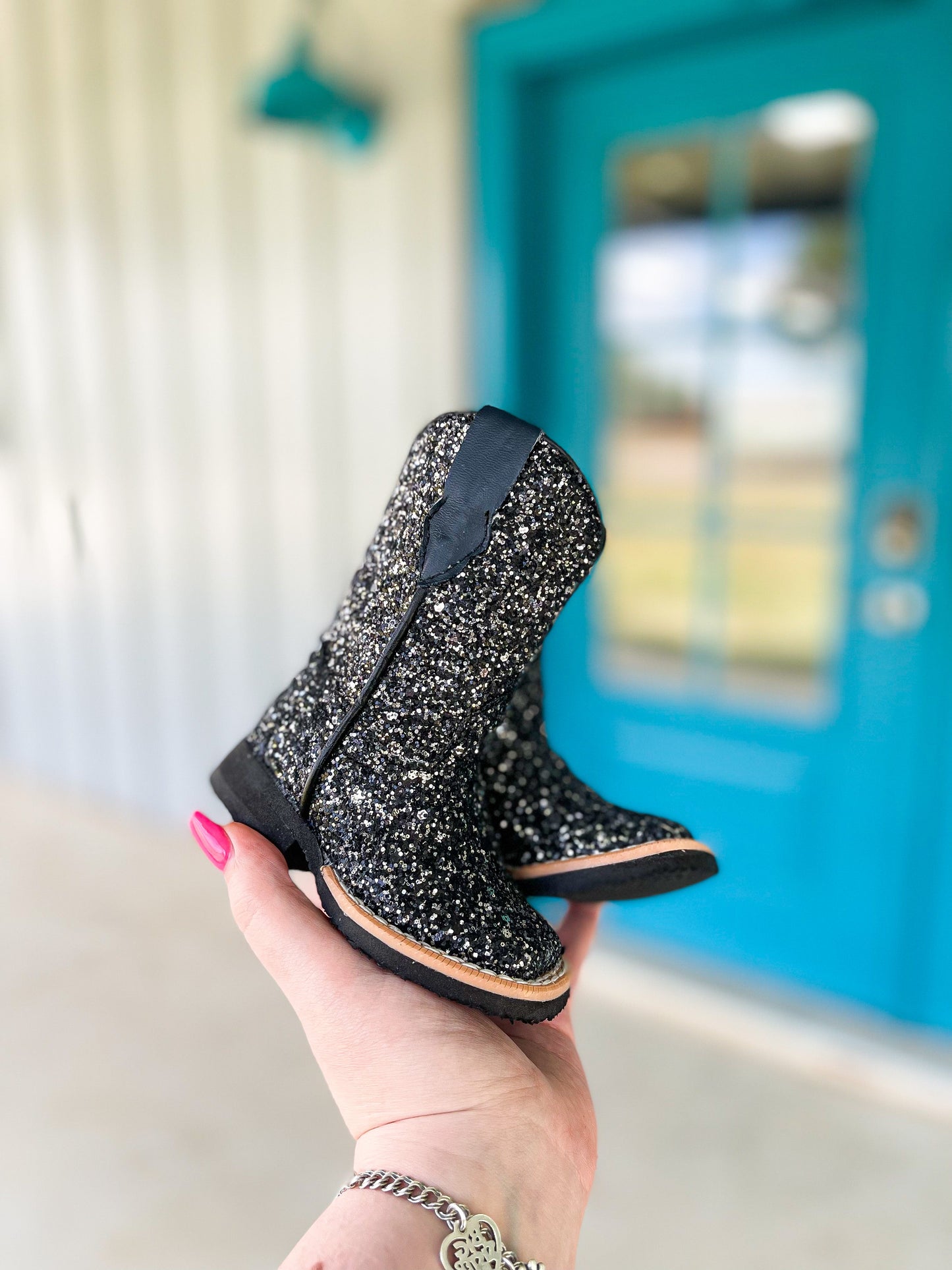 Black Disco Sparkle Tanner Mark boots