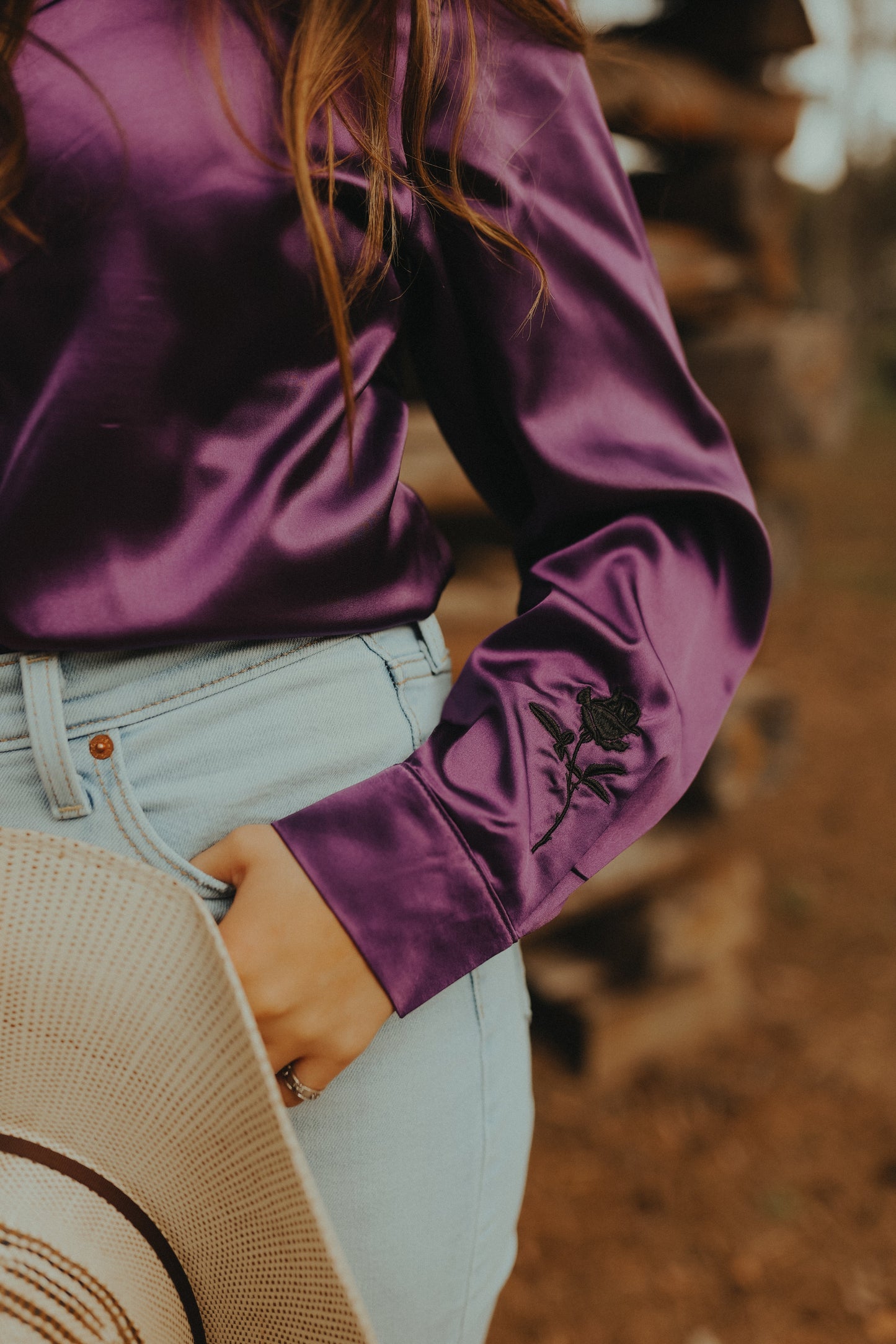 Leopard Purple Satin Rodeo Shirt