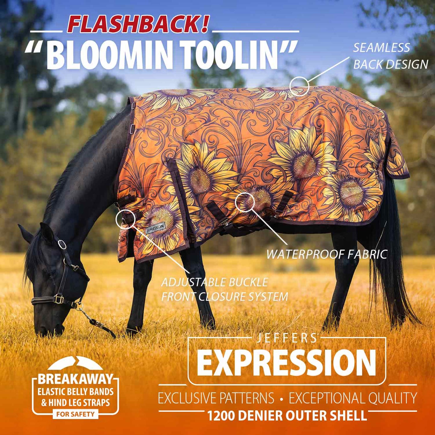 1200 Denier Standard Neck Turnout Horse Blanket, 240 Gram