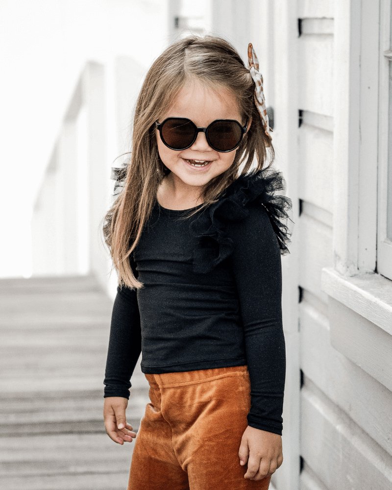 June Ruffle Shoulder Top & Leotard - Black