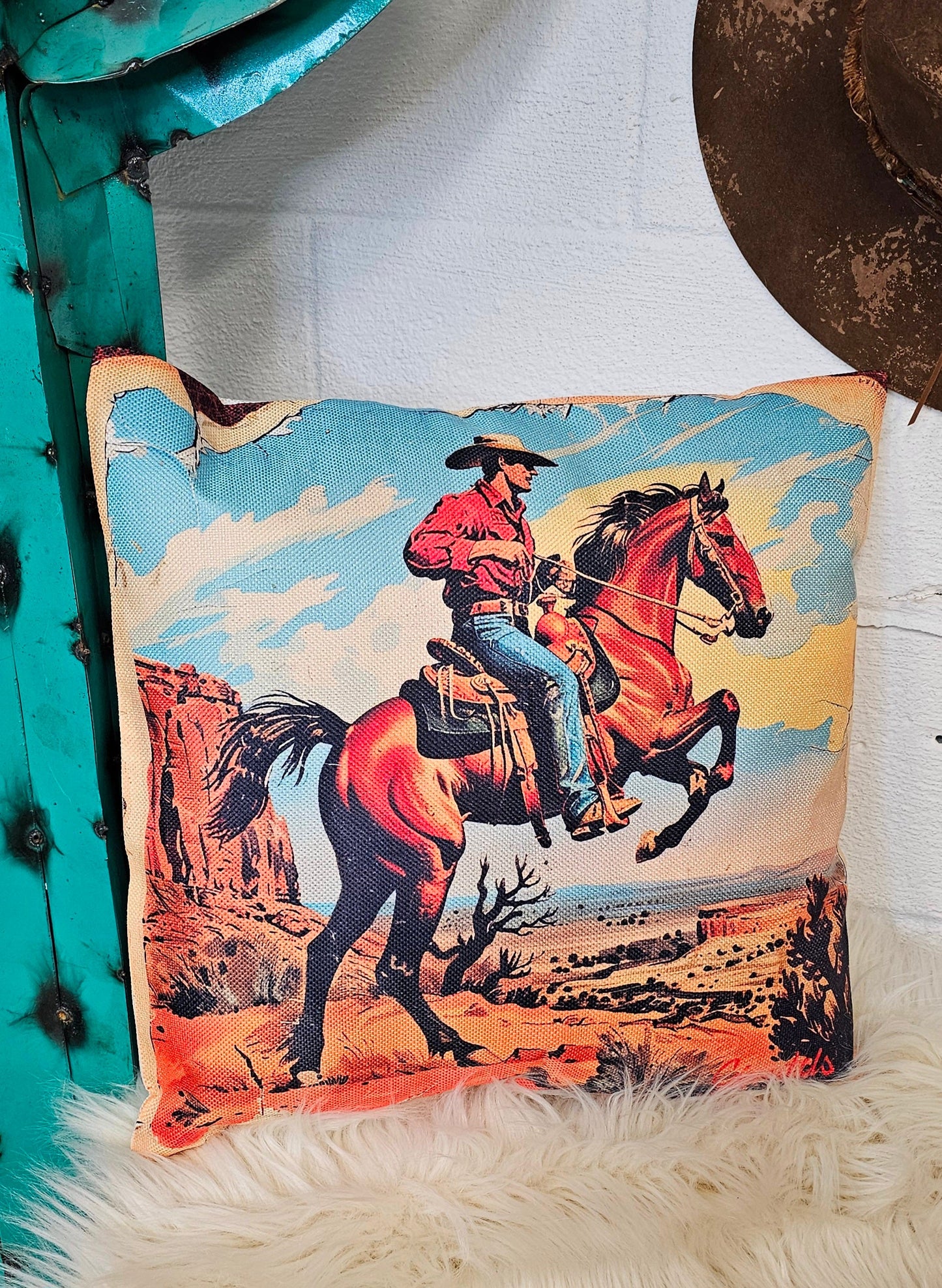 Vintage Cowboy Pillow Case