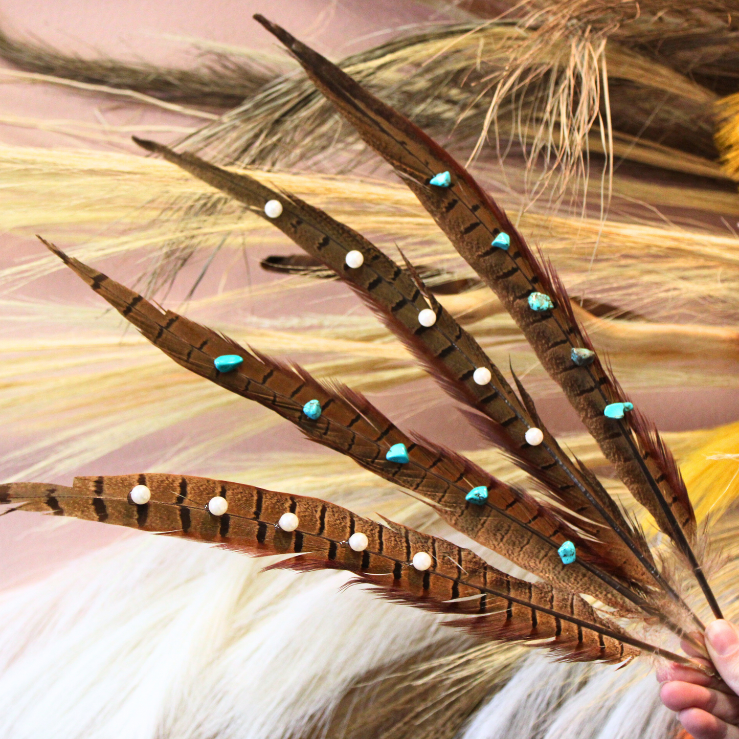 Handmade Premium Studded Pheasant Feather